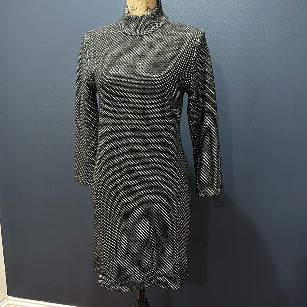 New Zara A Line Shift Turtle Neck Medium Knit Dress